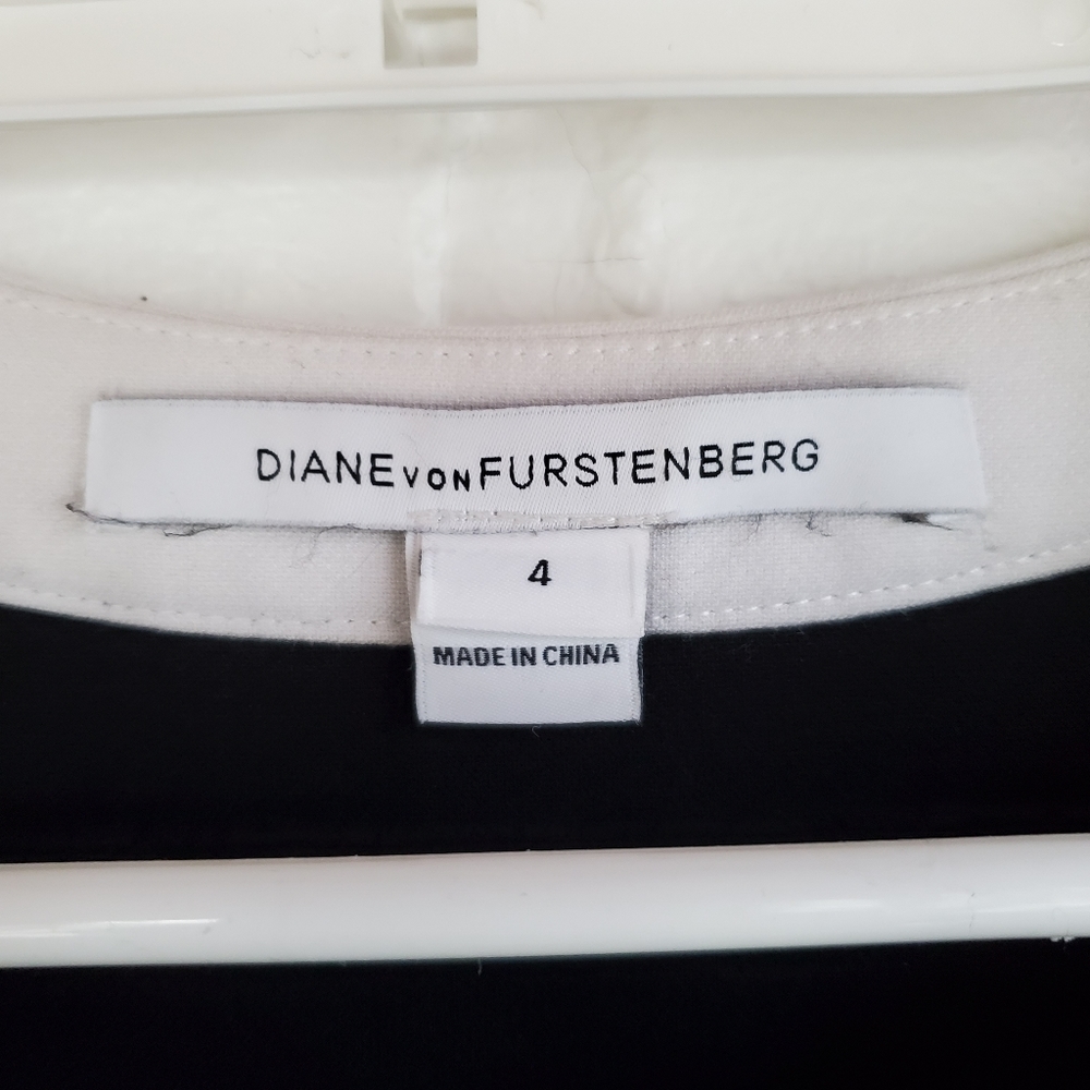 Diane Von Furstenberg DVF Black White Sheath Dress 3/4 Sleeve Size 4 - Picture 3 of 7